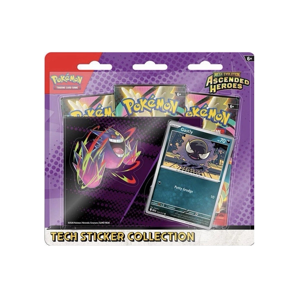 Pokémon TCG: Mega Evolution—Ascended Heroes Tech Sticker Collection [Gastly] – 3 Booster Packs