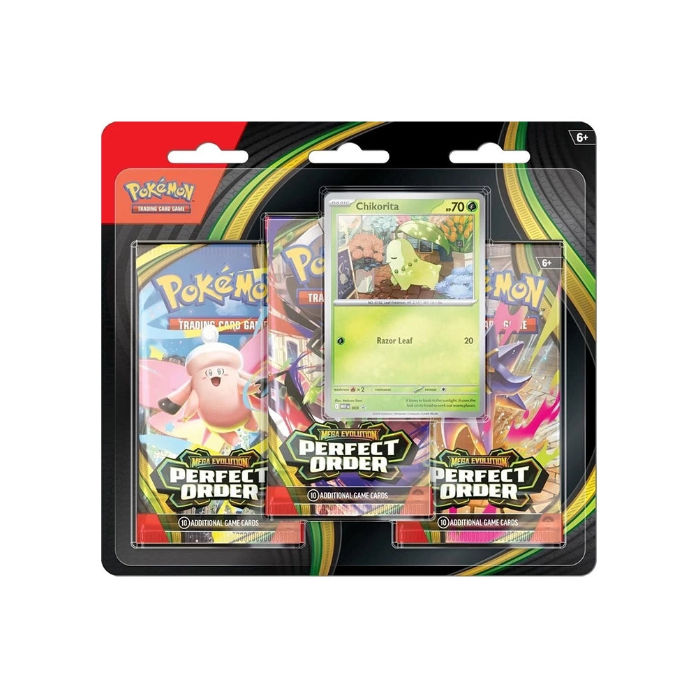Pokémon TCG: Mega Evolution—Perfect Order 3-Pack Blister [Chikorita] – MEP 069 Promo