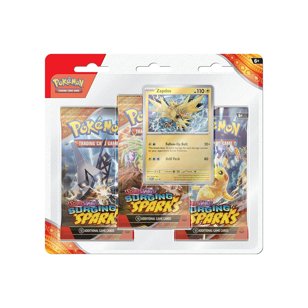 Pokémon TCG: Scarlet & Violet—Surging Sparks 3-Pack Blister [Zapdos] – SVP 157 Promo