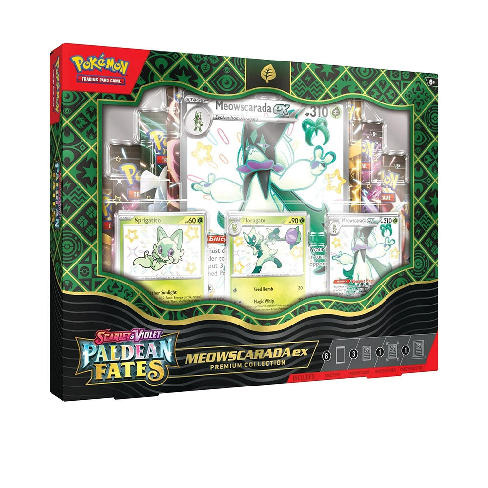 Pokémon TCG: Scarlet & Violet—Paldean Fates Meowscarada ex Premium Collection – 8 Booster Packs